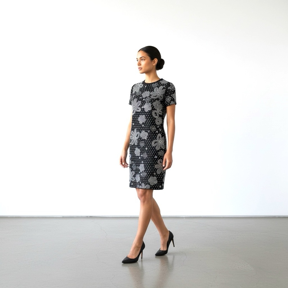 MICHAEL Michael Kors Black and White Sheath Beaded Studded Mini Dress XS